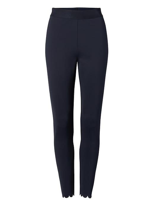 Banana Republic Womens Wrinkle Resistant Stretch Neoprene Scallop Legging - Navy
