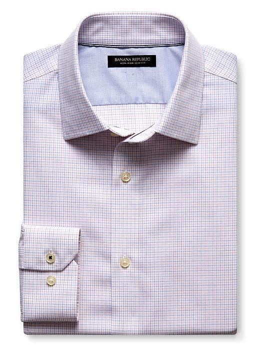 Banana Republic Mens Camden-fit Non-iron Orange Check Shirt Orange Size M