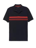 Banana Republic Mens Luxury-touch Chest Stripe Polo Shirt Navy Size L