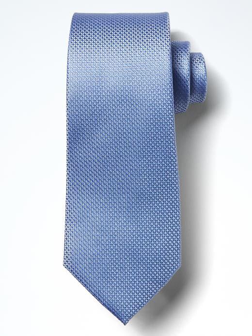Banana Republic Mens Textured Grid Silk Nanotex Tie - Light Blue