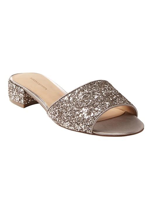 Banana Republic Womens Low Heel Glitter Slide Platinum Size 8