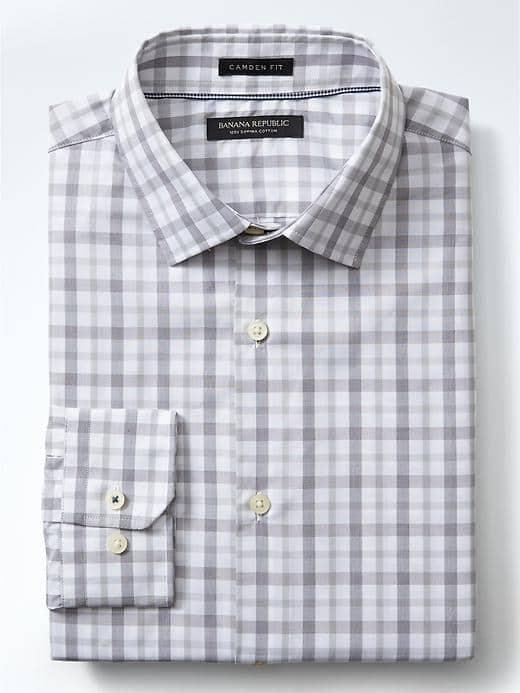 Banana Republic Camden Fit Supima Cotton Gingham Shirt - Silver Star