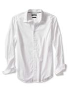 Banana Republic Mens Camden Fit Custom Wash Dobby Solid Shirt - White