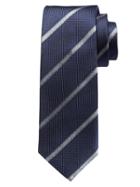 Banana Republic Mens Border Stripe Silk Tie Size One Size - Navy