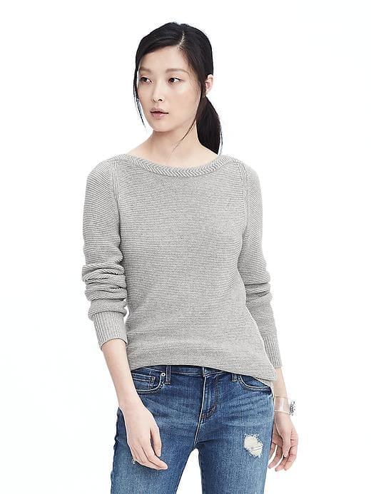 Banana Republic Womens Boatneck Sweater - Light Gray