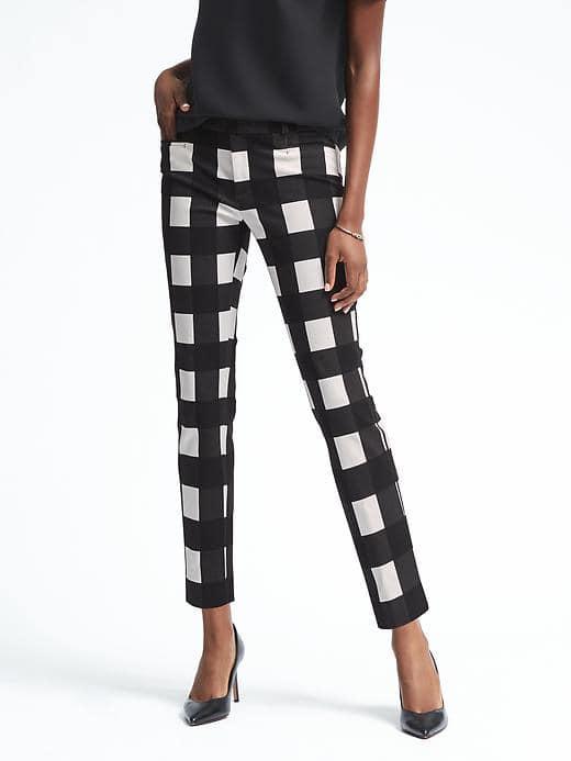 Banana Republic Womens Sloan Fit Gingham Pant - Black/white