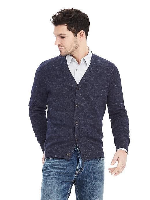 Banana Republic Mens Run In Slub Cardigan - Preppy Navy