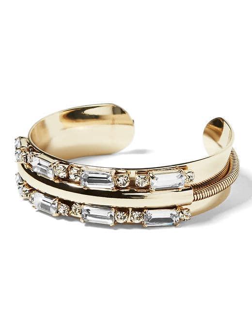 Banana Republic Deco Mechanical Cuff - Clear Crystal