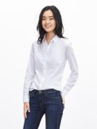 Banana Republic Womens Fitted Non Iron Sateen Shirt Size 6 Petite - White