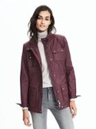 Banana Republic Womens Waxed Canvas Jacket Size M Tall - Bordeaux Kiss