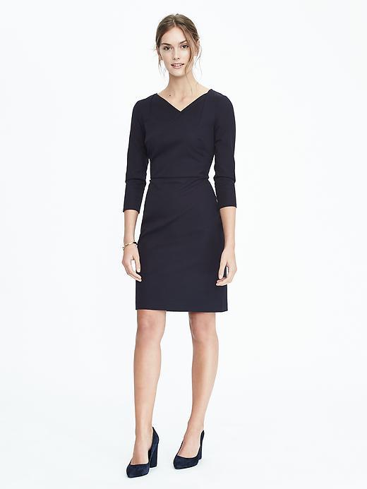 Banana Republic Womens Asymmetric Neckline Sheath Dress - Preppy Navy