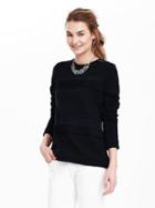 Banana Republic Womens Tiered Ruffle Pullover Size L - Preppy Navy