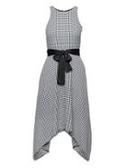 Banana Republic Womens Petite Gingham Racer-neck Fit-and-flare Dress Black & White Size 00