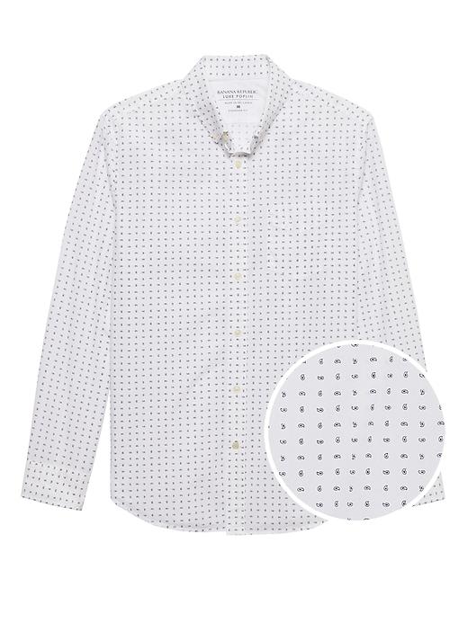Banana Republic Mens Camden Standard-fit Luxe Poplin Paisley Shirt White Size Xs