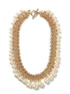 Banana Republic Womens Mesh Pearl Statement Necklace Gold Size One Size