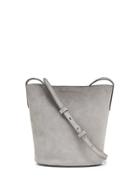 Banana Republic Womens Italian Suede Bucket Crossbody Gray With Silver Lining Size One Size