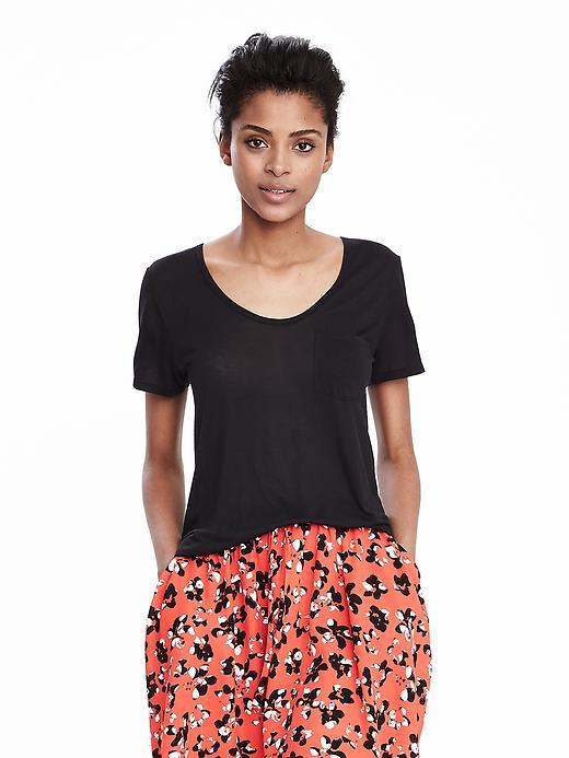 Banana Republic Womens Modal Scoop Neck Tee Size M - Black