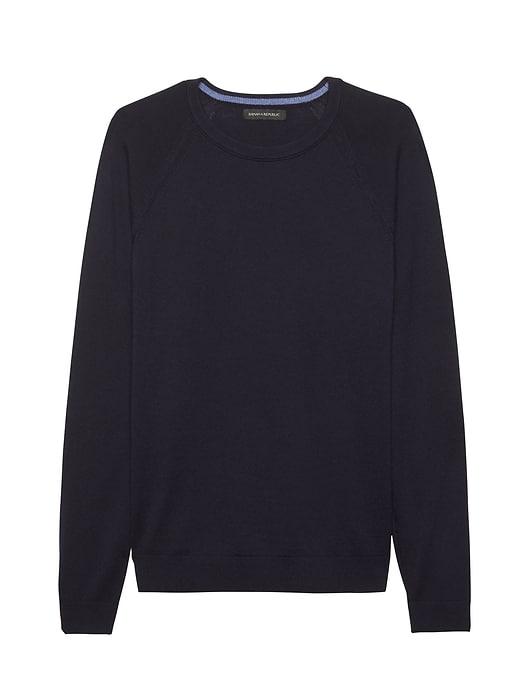 Banana Republic Mens Italian Merino Crew Sweater-neck Raglan Sweater Navy Size L