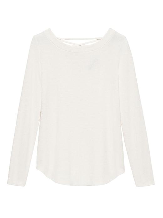 Banana Republic Womens Luxespun Lace-up T-shirt White Size M
