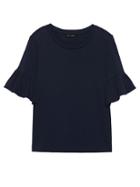 Banana Republic Womens French Terry Flutter-sleeve Sweatshirt Top Navy Size S