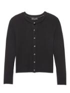 Banana Republic Womens Classic Cropped Cardigan Sweater Black Size M