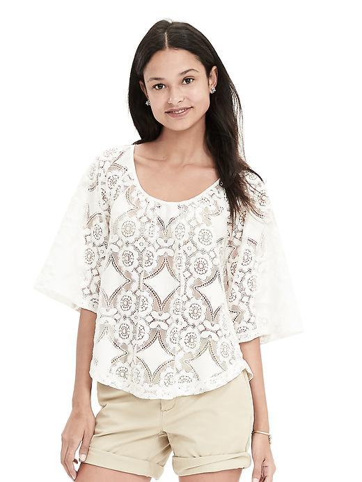 Banana Republic Womens Lace Peasant Top Size L - Tipo
