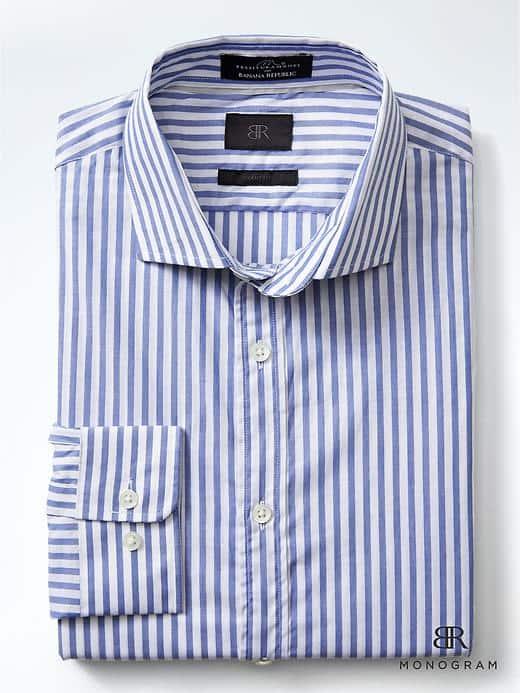 Banana Republic Mens Monogram Bengal Stripe Shirt - Winter Sea