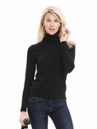Banana Republic Womens Pima Cotton Cashmere Turtleneck Sweater Size L - Black