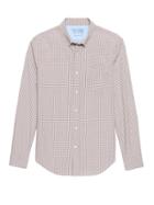 Banana Republic Mens Grant Slim-fit Luxe Poplin Print Shirt Tan Size L