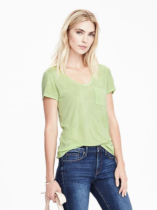 Banana Republic Womens Modal Scoop Neck Tee Size L - Misty Sage