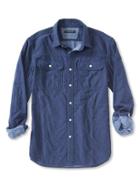 Banana Republic Mens Slim Fit Quilted Utility Shirt Size L Tall - Navy