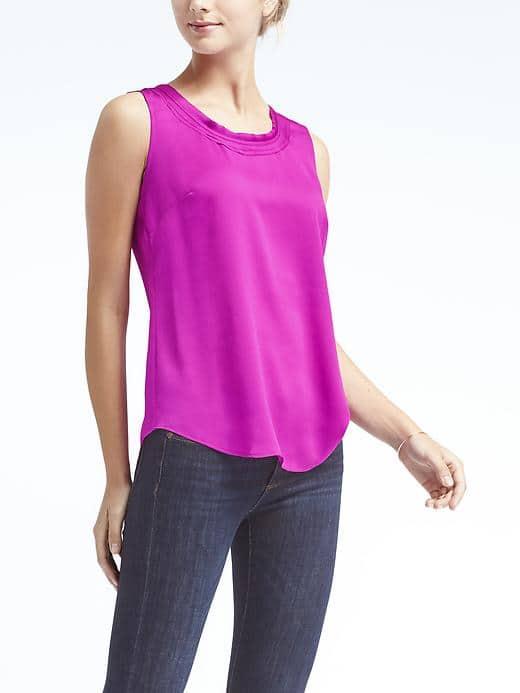 Banana Republic Womens Easy Care Bias Trim Tank - Bright Magenta
