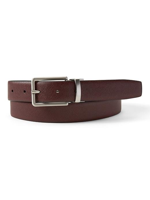 Banana Republic Mens Reversible Saffiano Leather Belt Burgundy Red Size 36