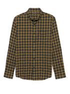 Banana Republic Mens New Slim-fit Crinkle Cotton Flannel Shirt Gold Size Xl