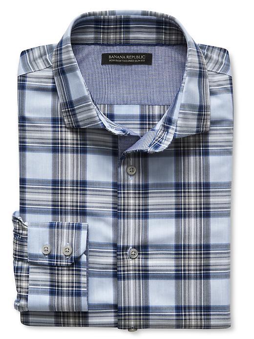 Banana Republic Tailored Slim Fit Non Iron Heathered Plaid Shirt Size Xxl Tall - Spellbound