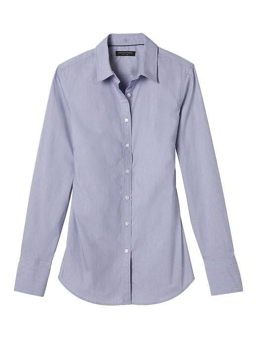 Banana Republic Womens Riley Fit Super Stretch Shirt - Light Blue