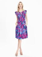 Banana Republic Womens Floral Flutter Sleeve Dress Size 0 - Hot Pink