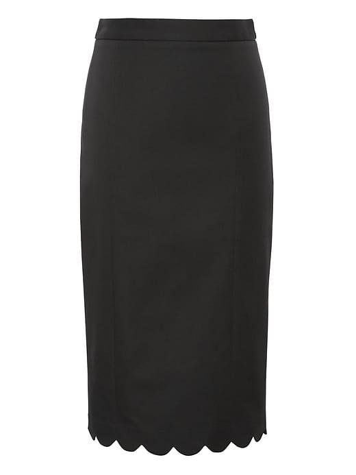 Banana Republic Womens Petite Scalloped Bi-stretch Pencil Skirt Black Size 0