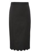 Banana Republic Womens Petite Scalloped Bi-stretch Pencil Skirt Black Size 0