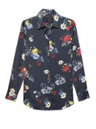 Banana Republic Womens Dillon Classic-fit Floral Shirt Navy Size Xs