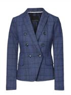 Banana Republic Womens Double Breasted-fit Plaid Blazer Blue Plaid Size 12