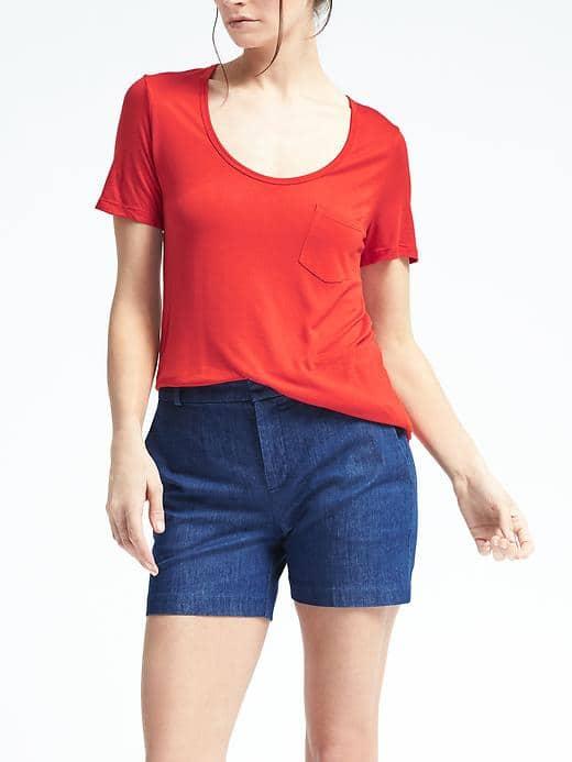 Banana Republic Womens Short Sleeve Modal Scoop Tee - Warm Orange