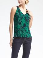 Banana Republic Womens Fern Print Lettuce Hem Tank - Fern Print