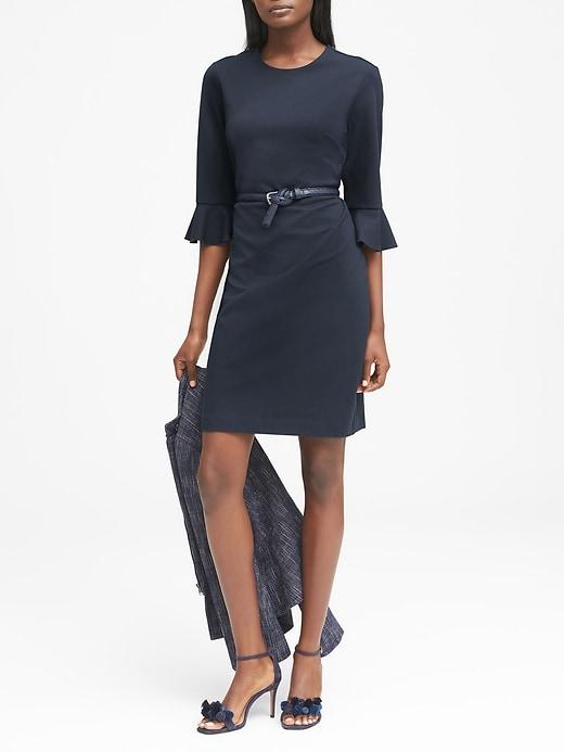 Banana Republic Womens Ponte Flutter-sleeve Sheath Dress Navy Size 2