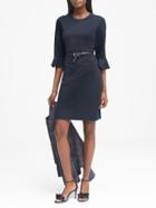 Banana Republic Womens Ponte Flutter-sleeve Sheath Dress Navy Size 2