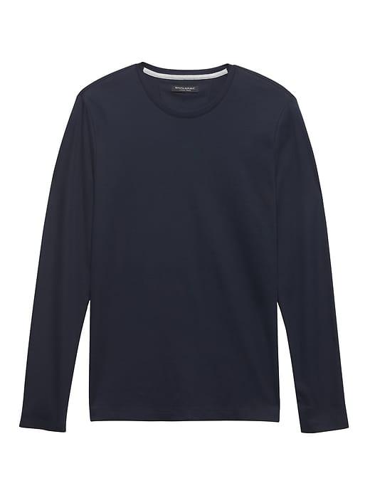 Banana Republic Mens Luxury-touch Crew-neck T-shirt Navy Size Xxs