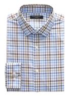 Banana Republic Mens Grant Slim-fit Non-iron Stretch Gingham Shirt Marfa Blue Size S