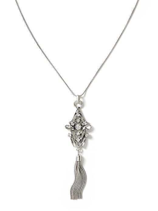 Banana Republic Crystal Tassel Necklace Size One Size - Silver