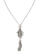 Banana Republic Crystal Tassel Necklace Size One Size - Silver
