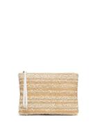 Banana Republic Womens Straw Small Zip Pouch Natural & White Size One Size